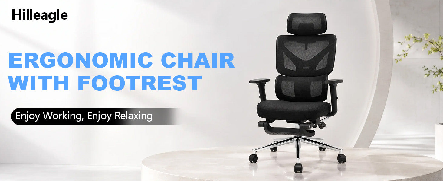 Hilleagle Ergonomic Office Chair with adjustable headrest and lumbar support
