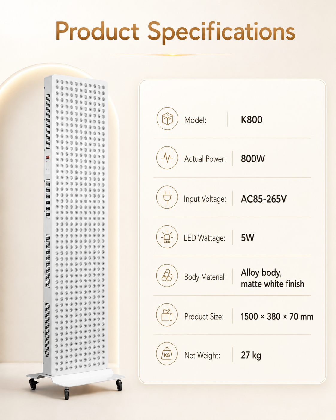 Lightenwells K800 Full-Body Red Light Panel