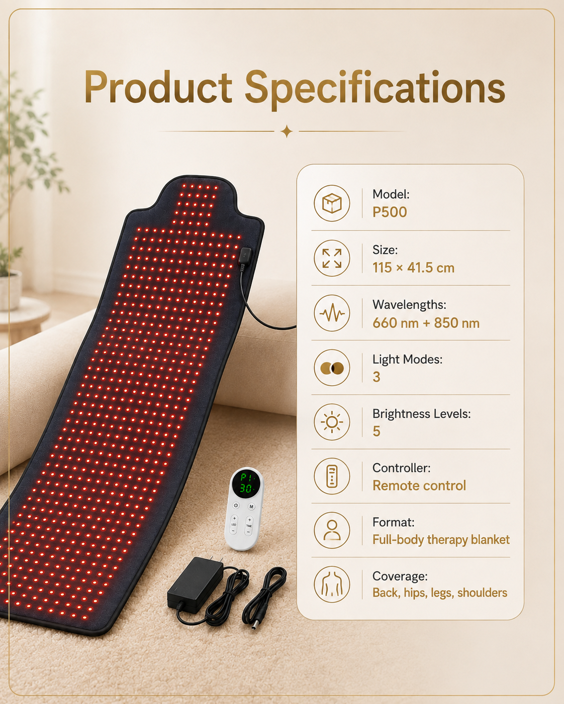 Lightenwells P500 Red Light Therapy Blanket