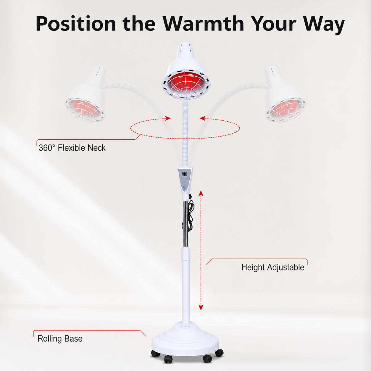 Lightenwells K200 Adjustable Infrared Heat Lamp