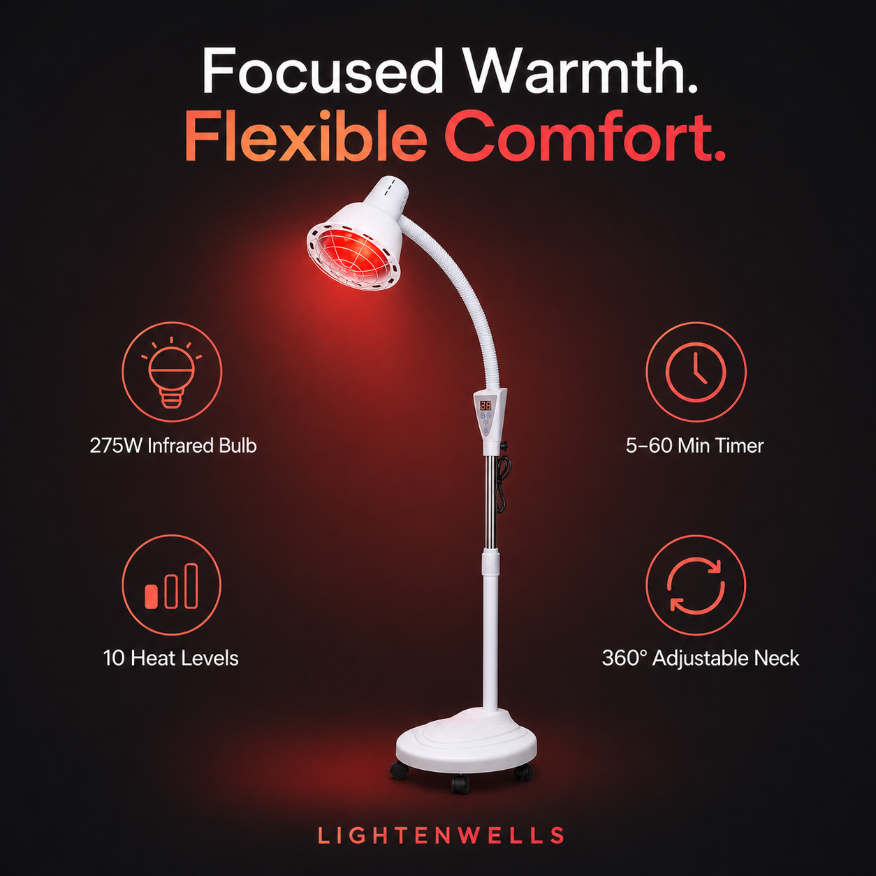 Lightenwells K200 Adjustable Infrared Heat Lamp