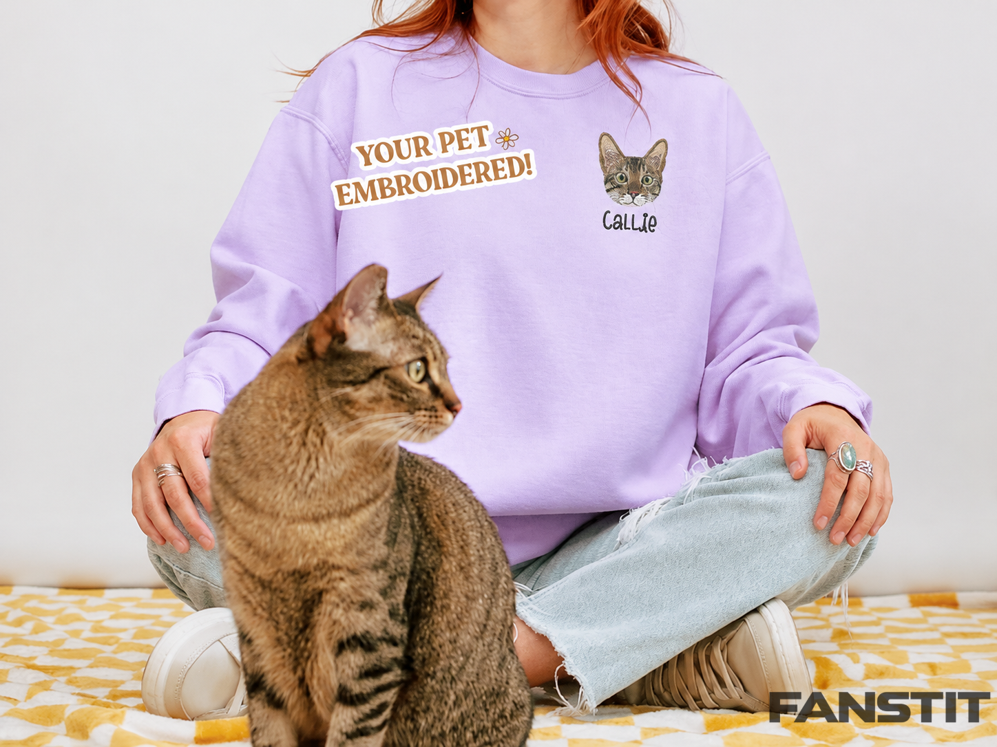 Custom Embroidered Pet Photo Crewneck Sweatshirt