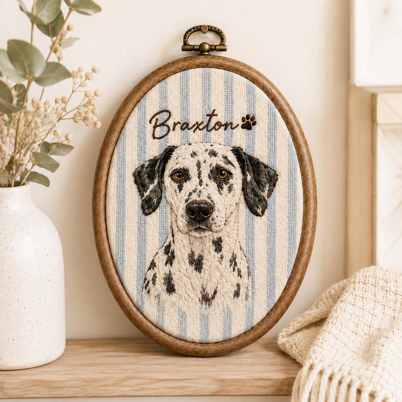 Custom Pet Portrait Embroidery Hoop