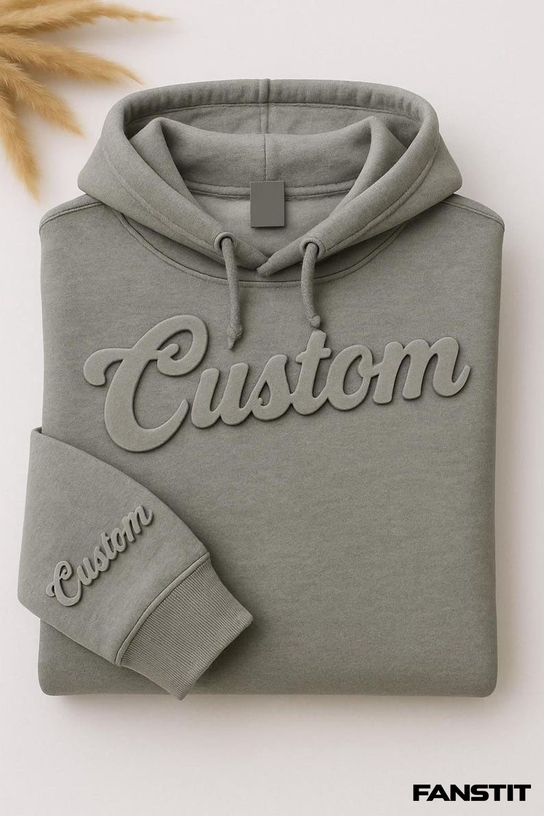 Custom Embossed Text Pullover Hoodie