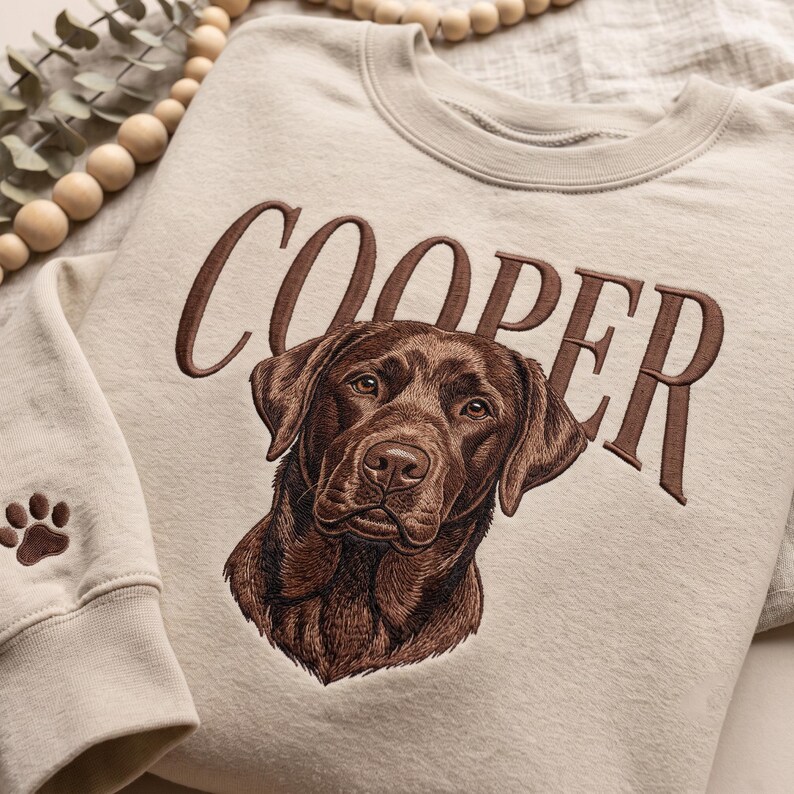 Custom Embroidered Name Pet Portrait Sweatshirt