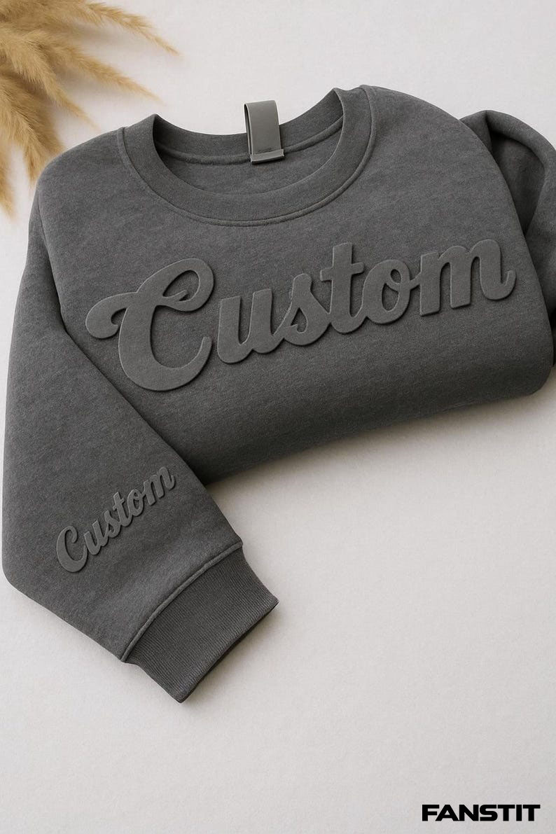 Custom Embossed Text Pullover Hoodie