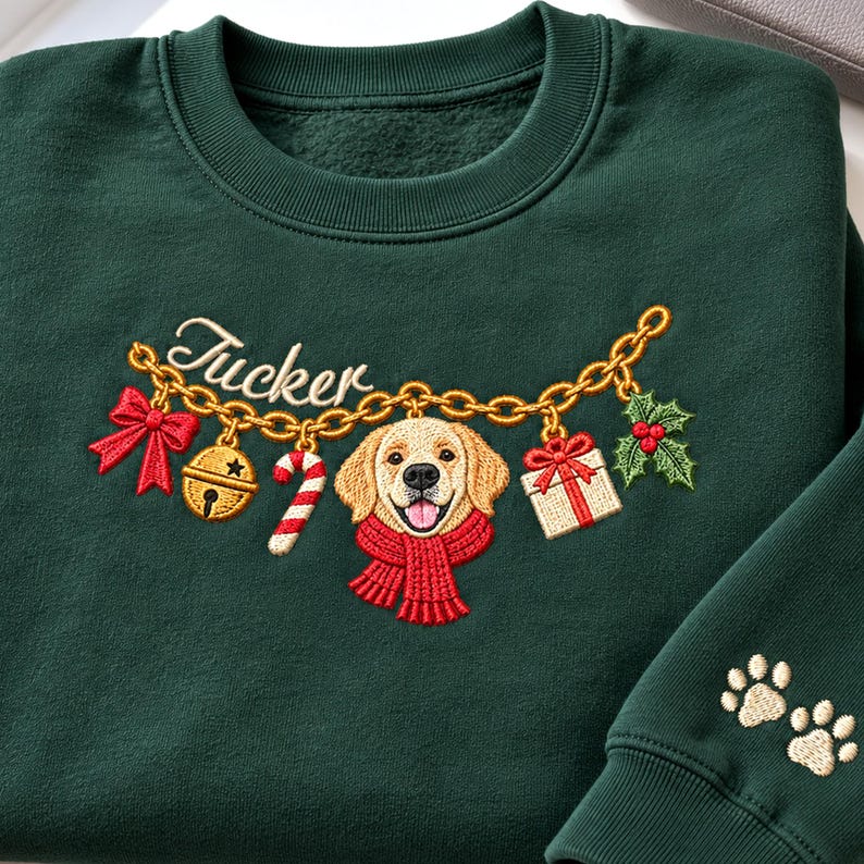 Custom Embroidered Christmas Pet Charm Sweatshirt