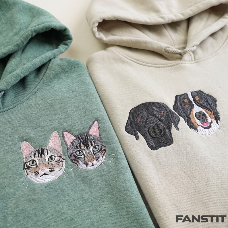 Custom Embroidered Pet Portrait Sleeve Hoodie