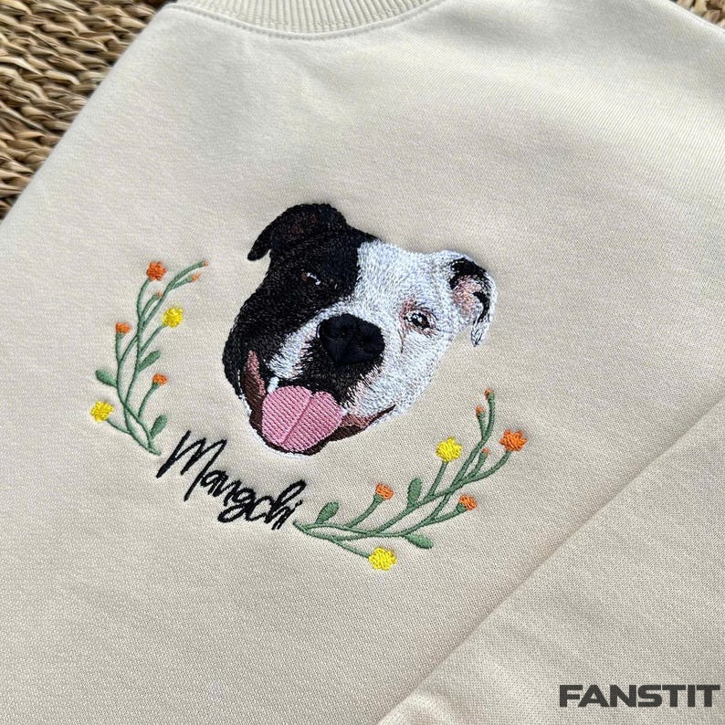 Custom Embroidered Floral Pet Portrait Sweatshirt