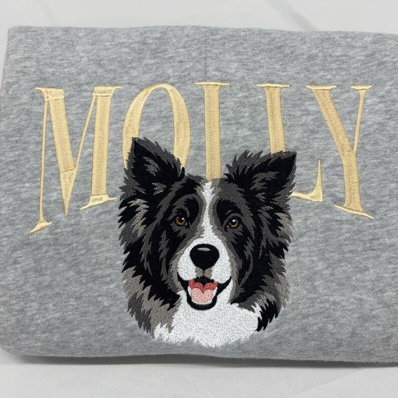 Custom Embroidered Name Pet Portrait Sweatshirt
