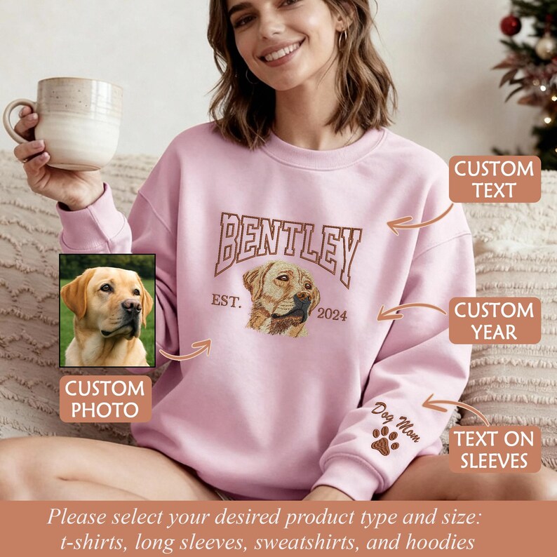 Custom Embroidered Pet Portrait Varsity Sweatshirt