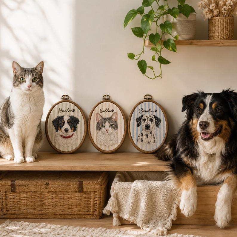 Custom Pet Portrait Embroidery Hoop