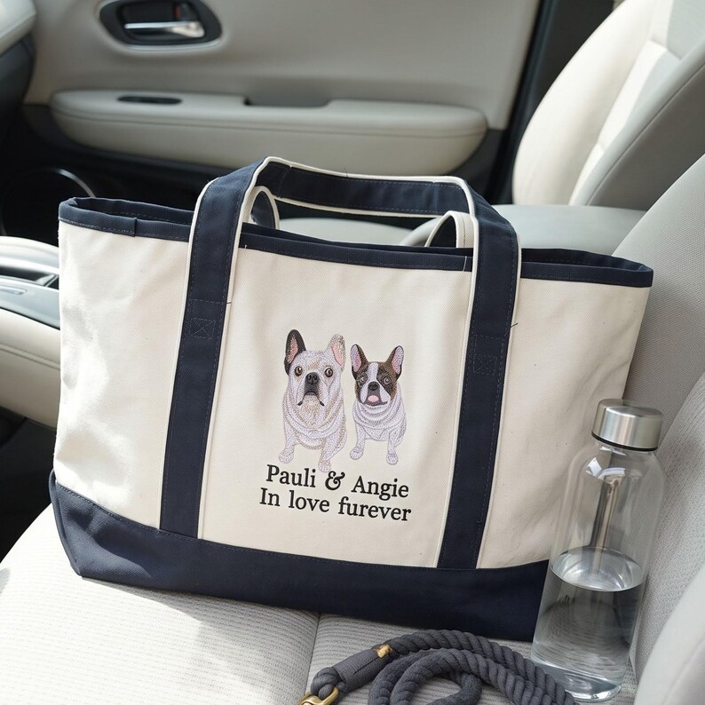 Custom Embroidered Pet Portrait Tote Bag