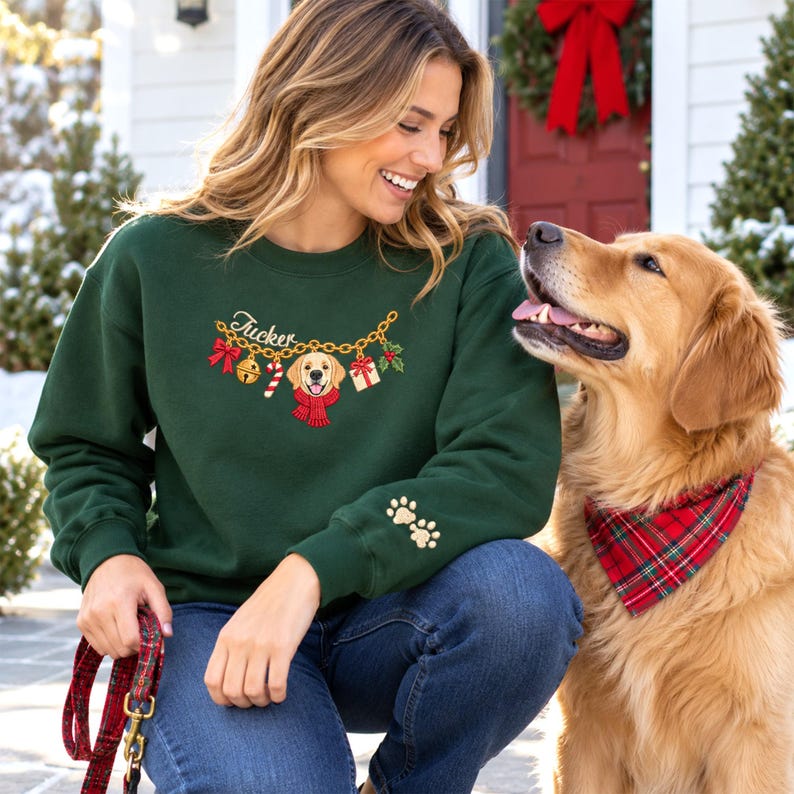 Custom Embroidered Christmas Pet Charm Sweatshirt