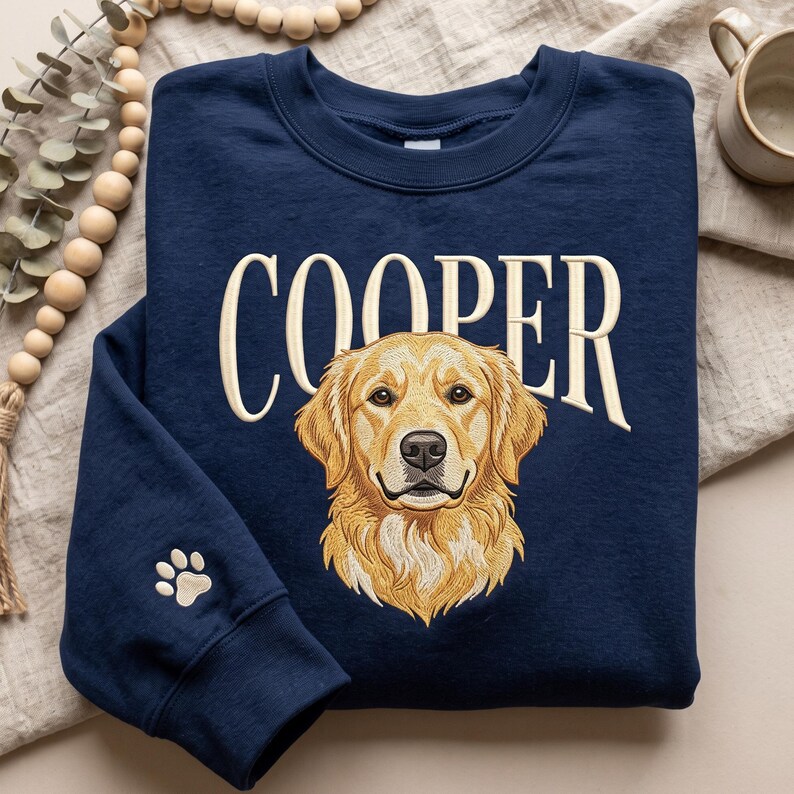 Custom Embroidered Name Pet Portrait Sweatshirt