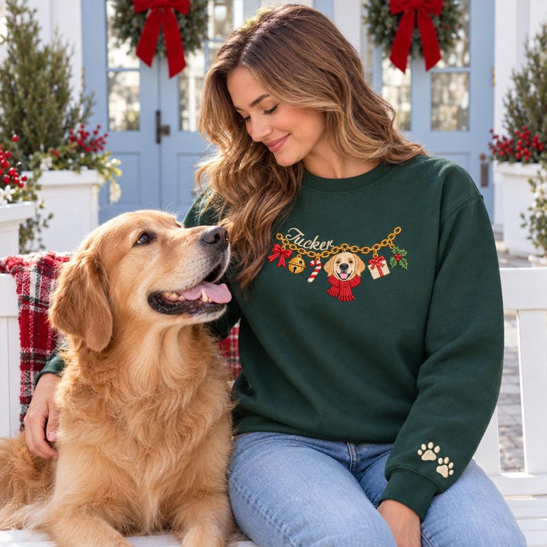 Custom Embroidered Christmas Pet Charm Sweatshirt