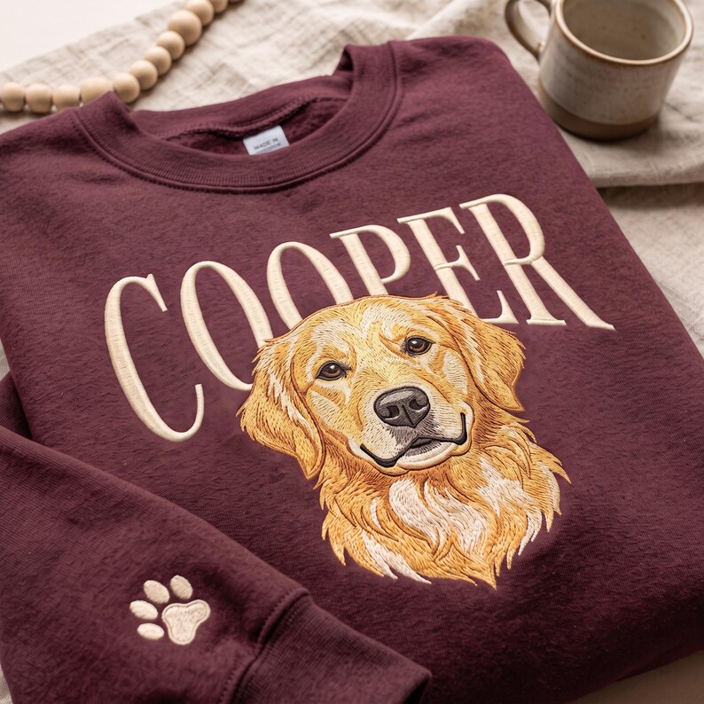 Custom Embroidered Name Pet Portrait Sweatshirt