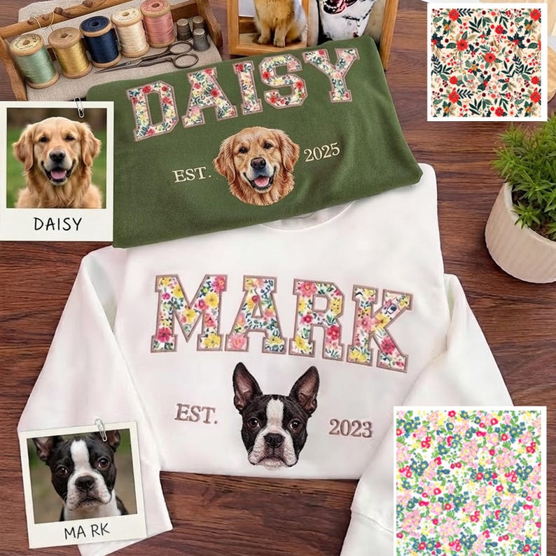 Custom Floral Appliqué Pet Quarter-Zip Sweatshirt