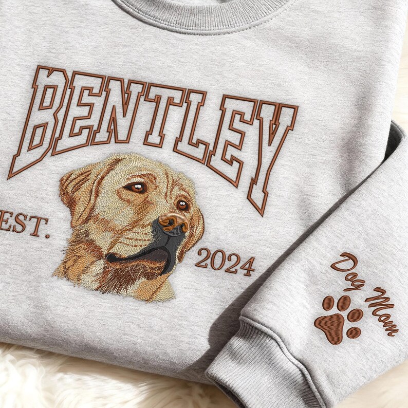 Custom Embroidered Pet Portrait Varsity Sweatshirt