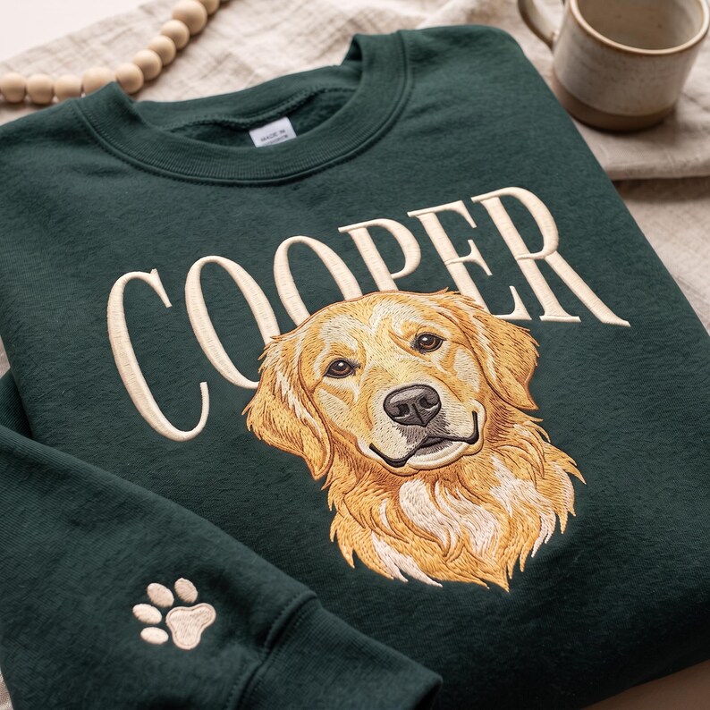 Custom Embroidered Name Pet Portrait Sweatshirt