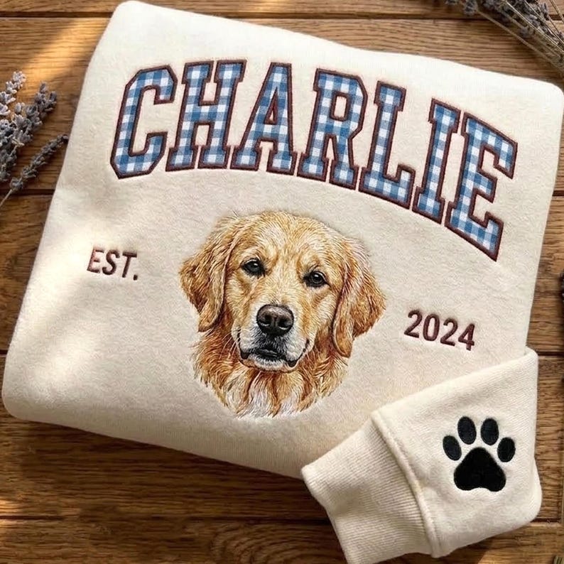 Custom Floral Appliqué Pet Quarter-Zip Sweatshirt