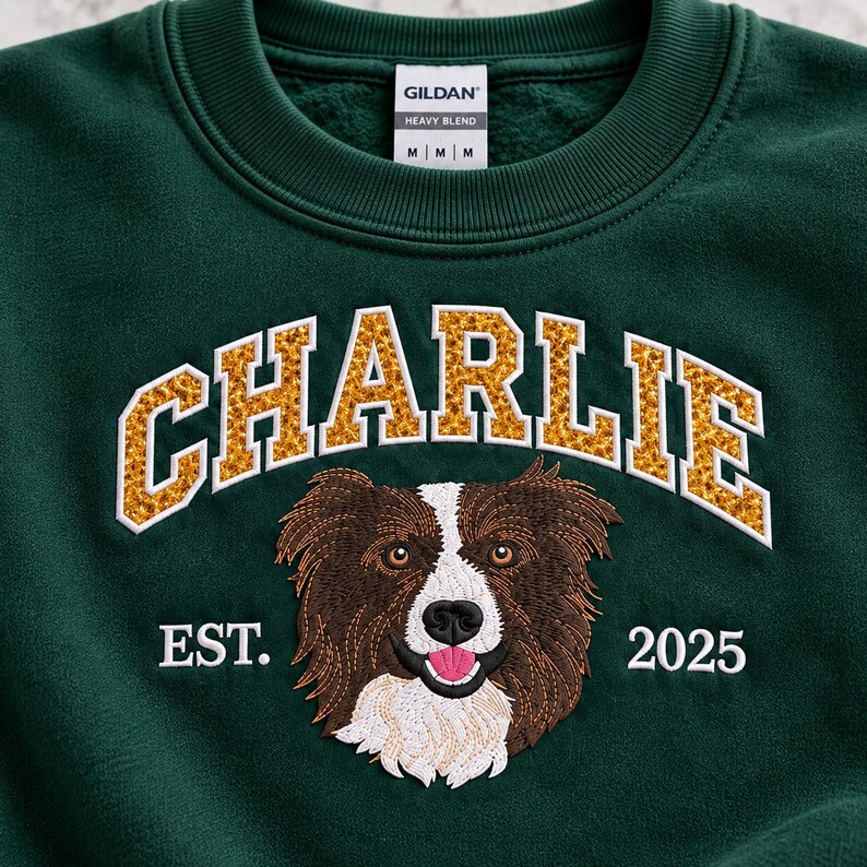 Custom Glitter Varsity Pet Portrait Sweatshirt