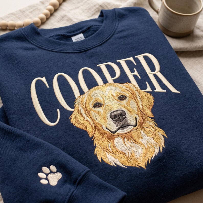 Custom Embroidered Name Pet Portrait Sweatshirt