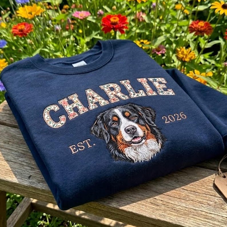 Custom Floral Appliqué Pet Quarter-Zip Sweatshirt