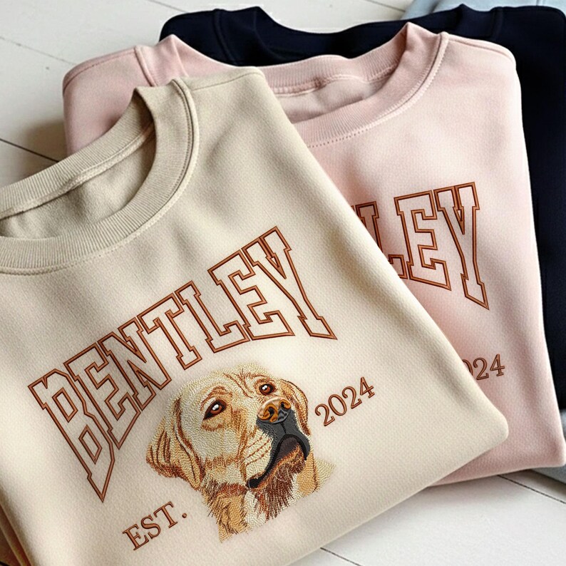 Custom Embroidered Pet Portrait Varsity Sweatshirt
