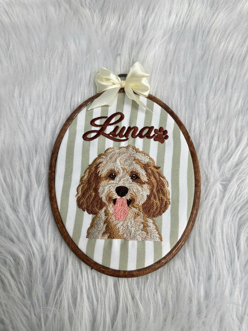 Custom Pet Portrait Embroidery Hoop
