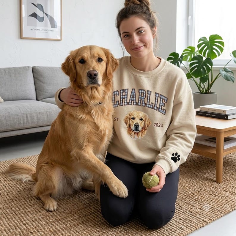 Custom Floral Appliqué Pet Quarter-Zip Sweatshirt