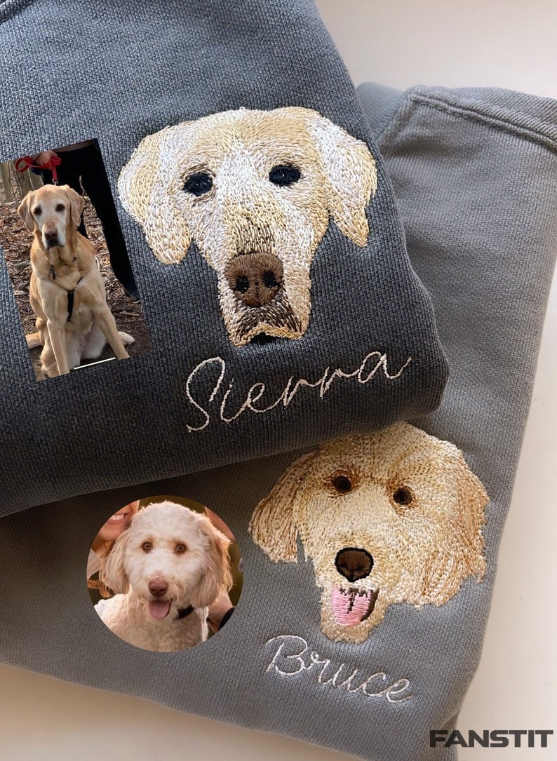 Custom Embroidered Pet Photo Crewneck Sweatshirt