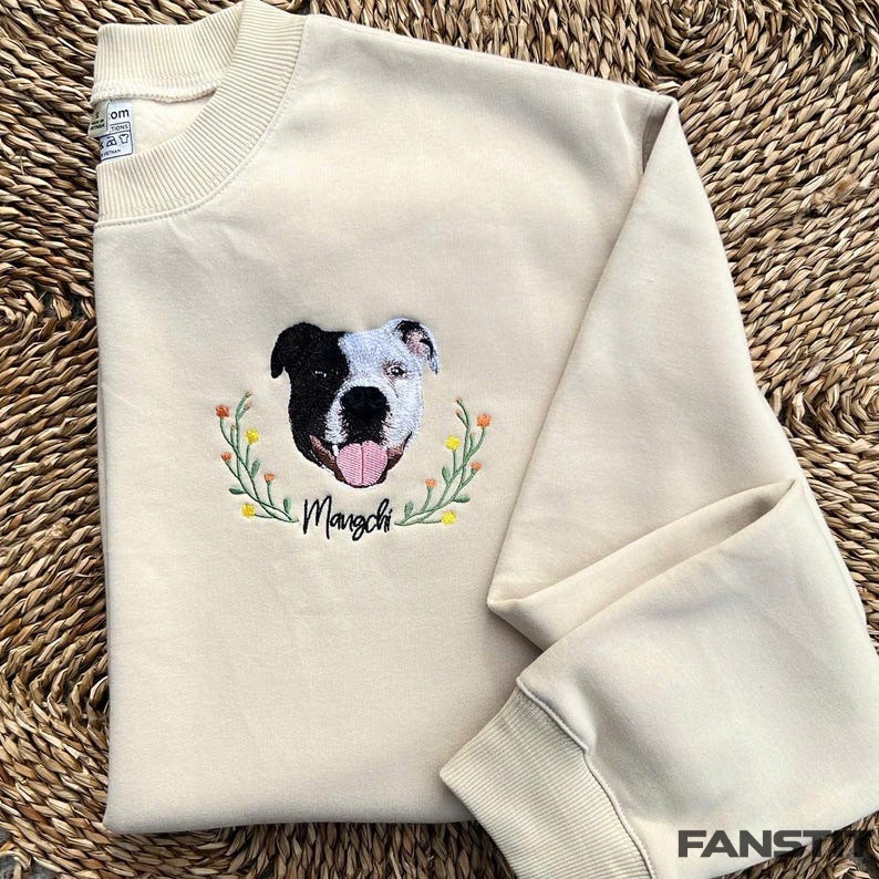 Custom Embroidered Floral Pet Portrait Sweatshirt