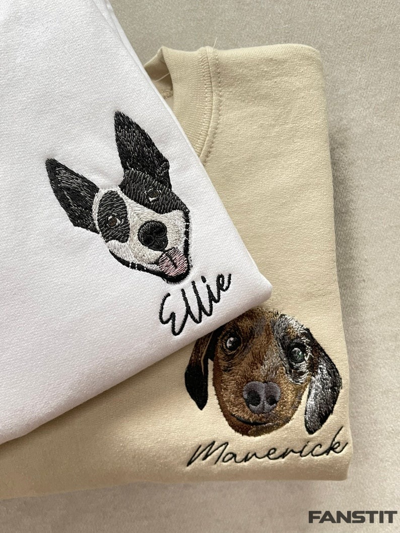 Custom Embroidered Pet Photo Crewneck Sweatshirt