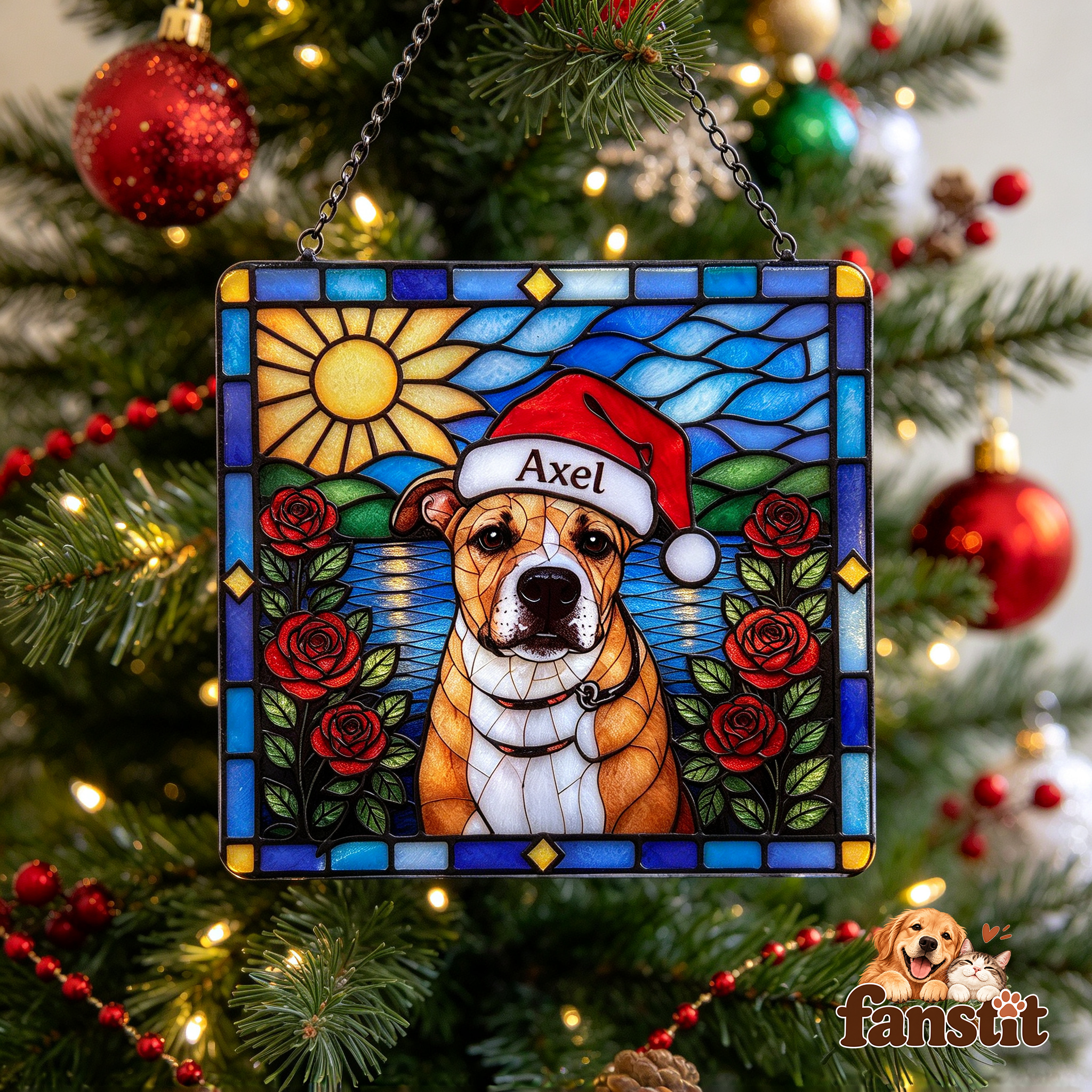 Custom Pet Portrait Christmas Ornament