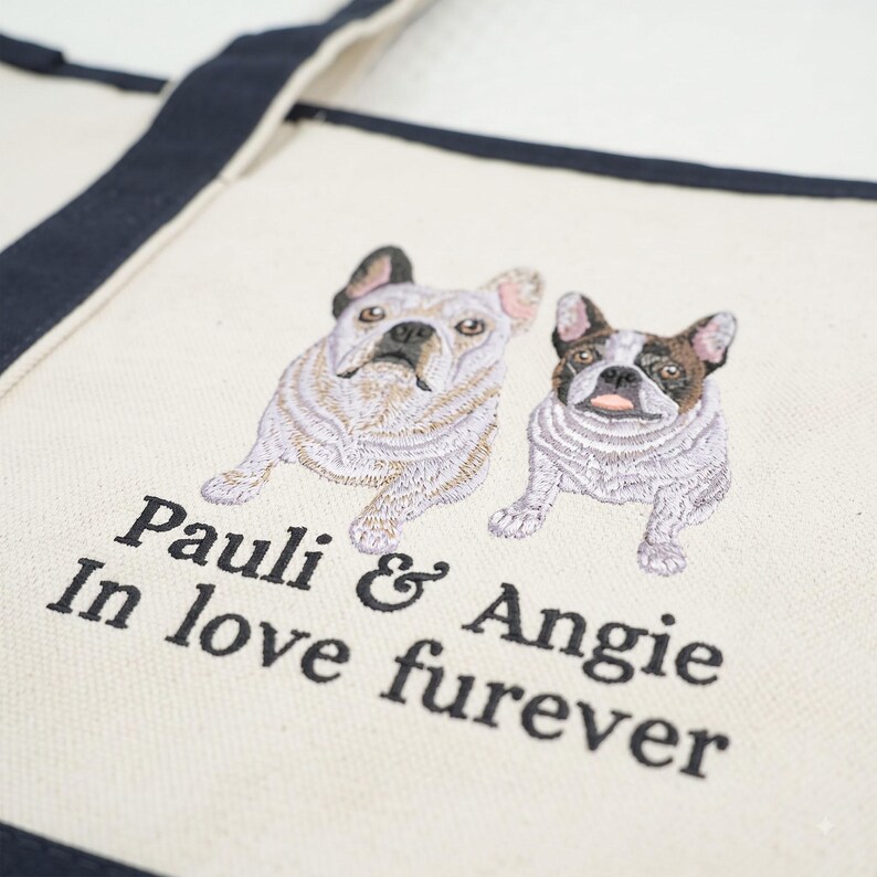 Custom Embroidered Pet Portrait Tote Bag