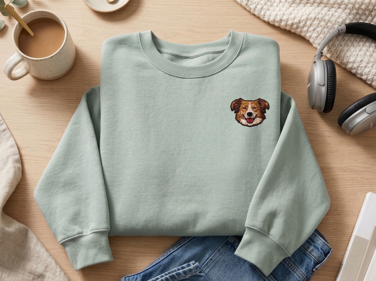 Custom Embroidered Pet Portrait Sweatshirt