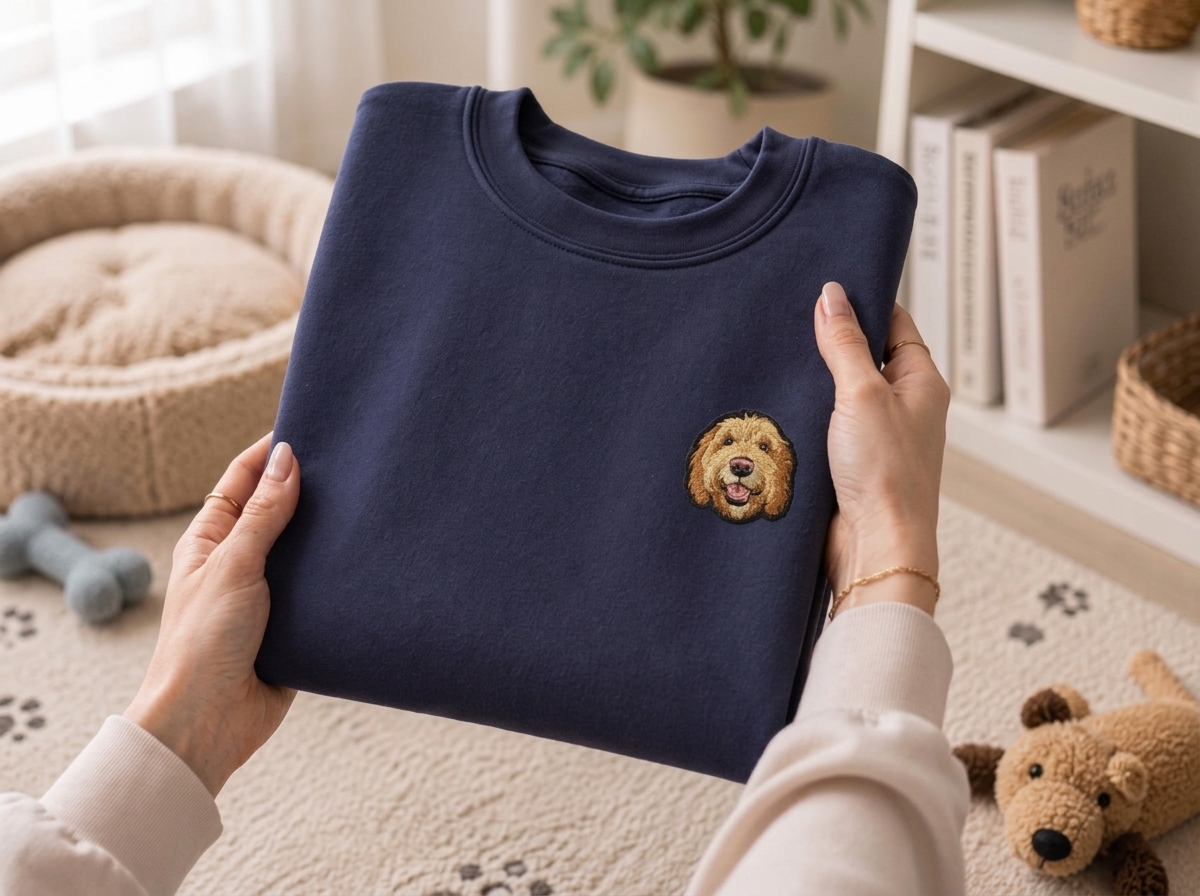Custom Embroidered Pet Portrait Sweatshirt