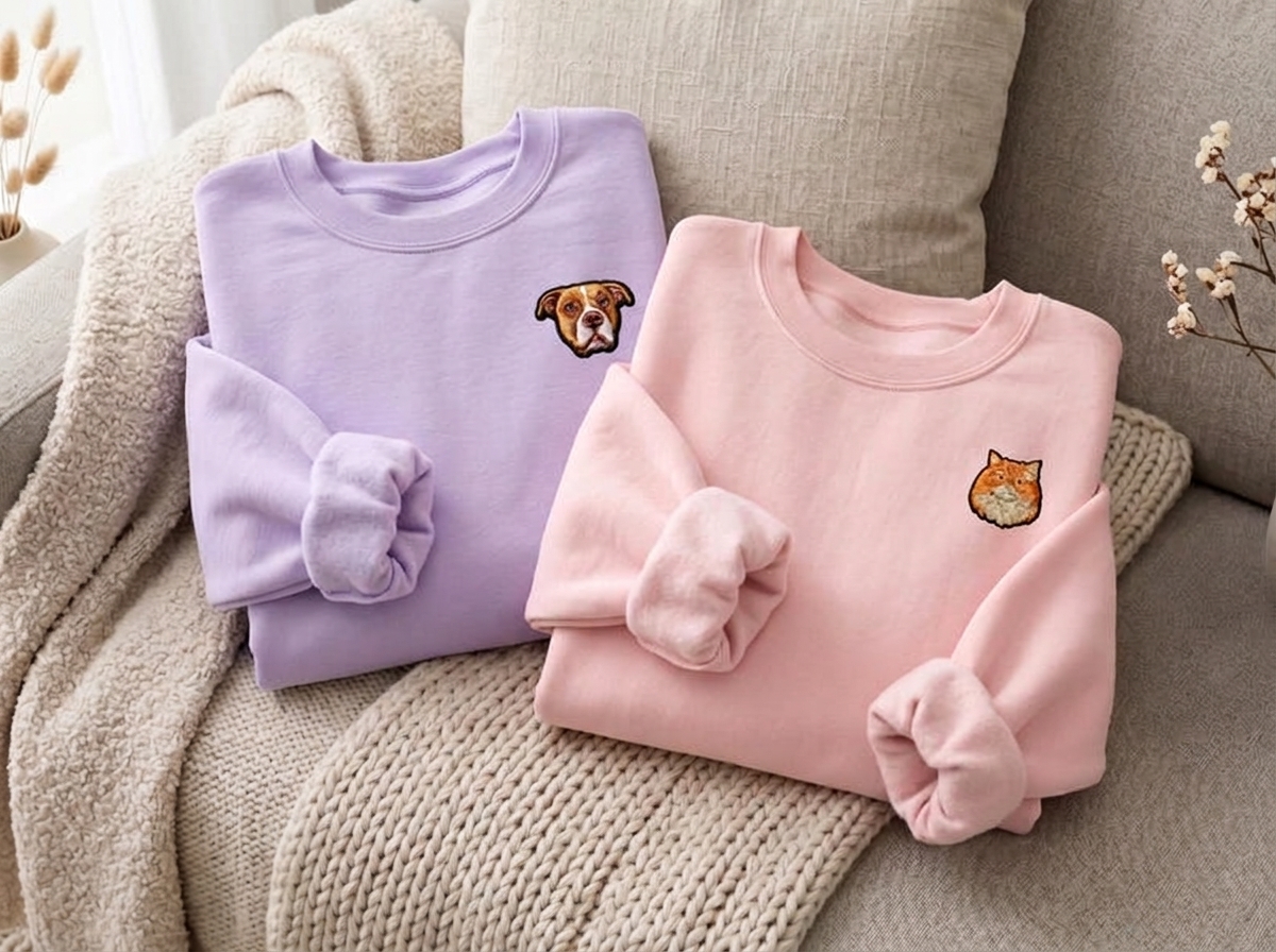 Custom Embroidered Pet Portrait Sweatshirt