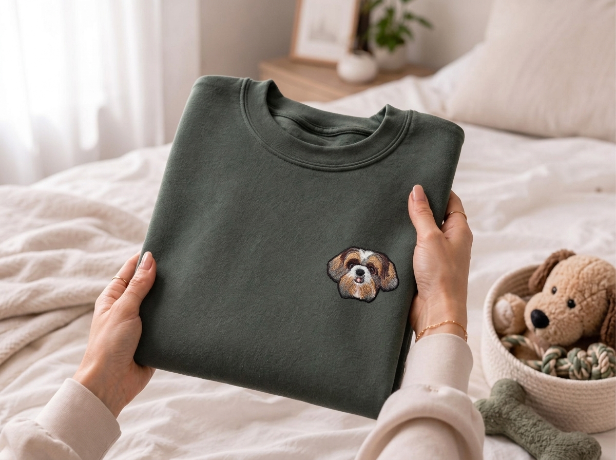 Custom Embroidered Pet Portrait Sweatshirt