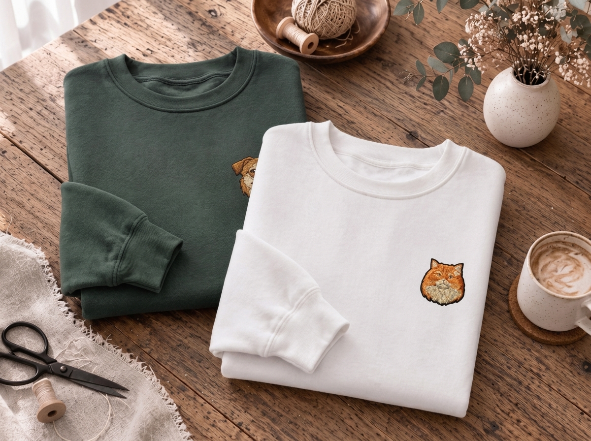 Custom Embroidered Pet Portrait Sweatshirt
