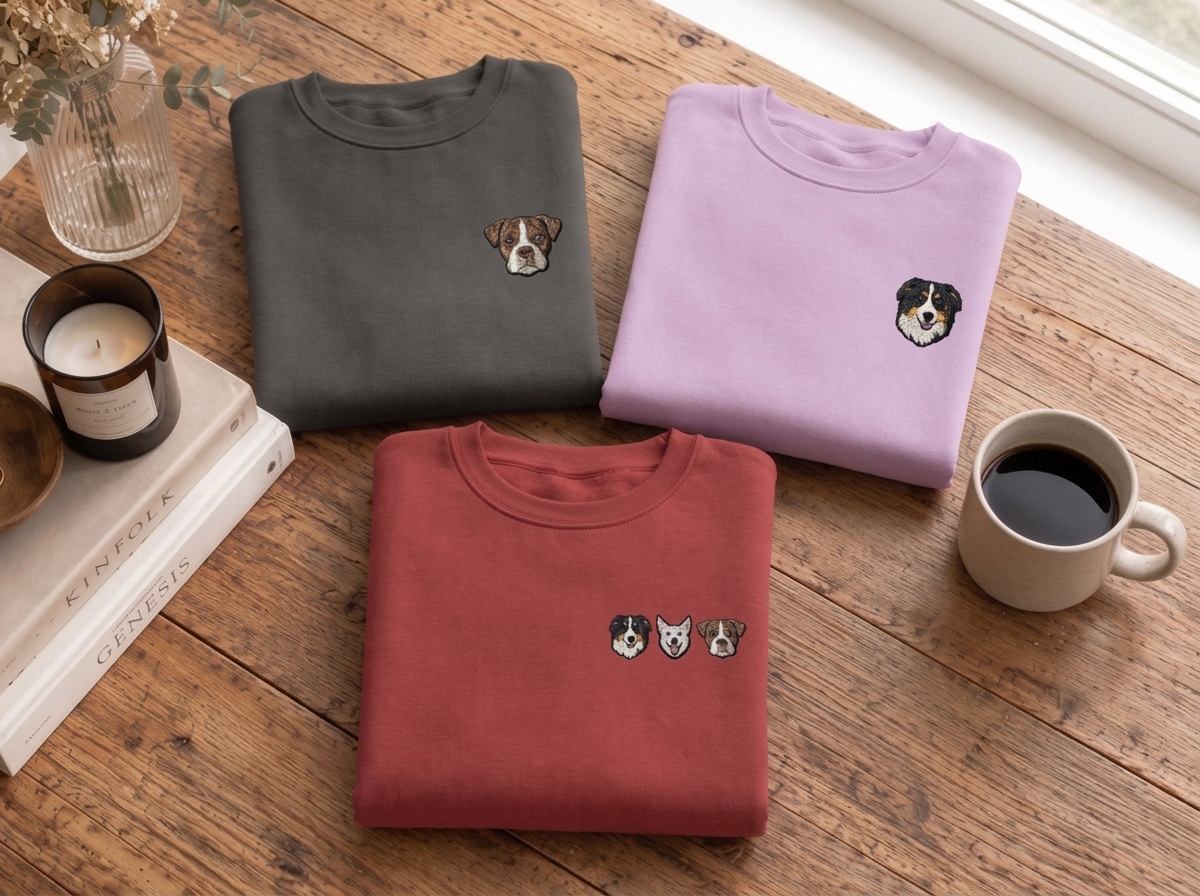 Custom Embroidered Pet Portrait Sweatshirt