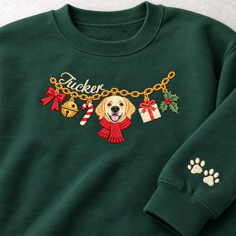 Custom Embroidered Christmas Pet Charm Sweatshirt