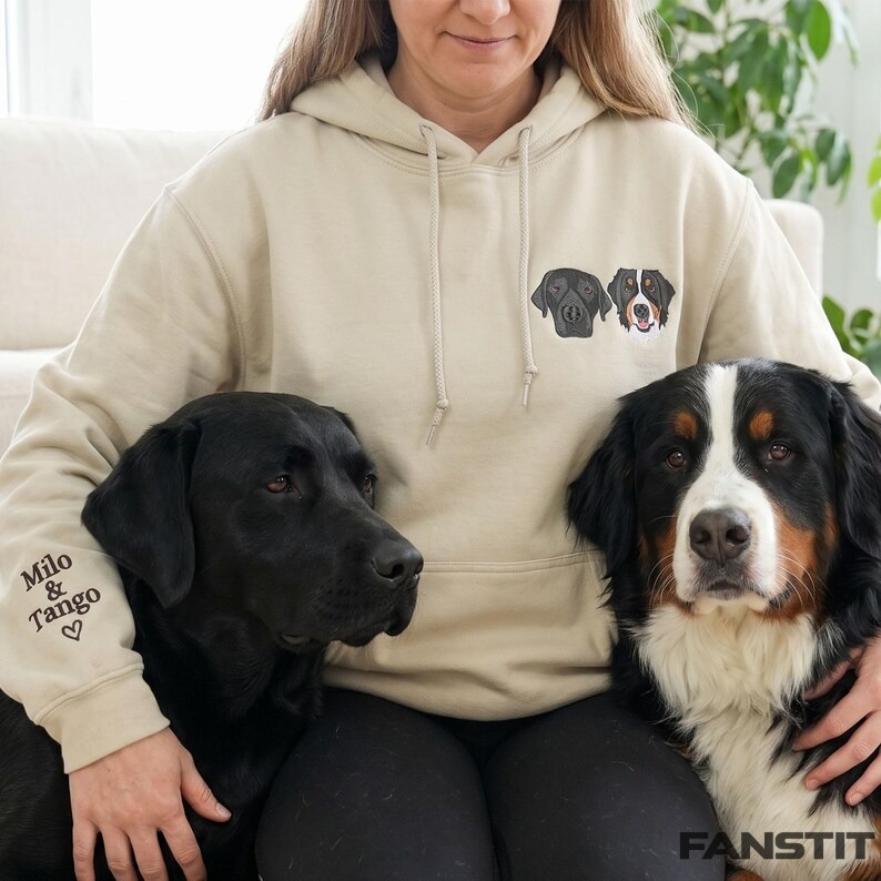 Custom Embroidered Pet Portrait Sleeve Hoodie