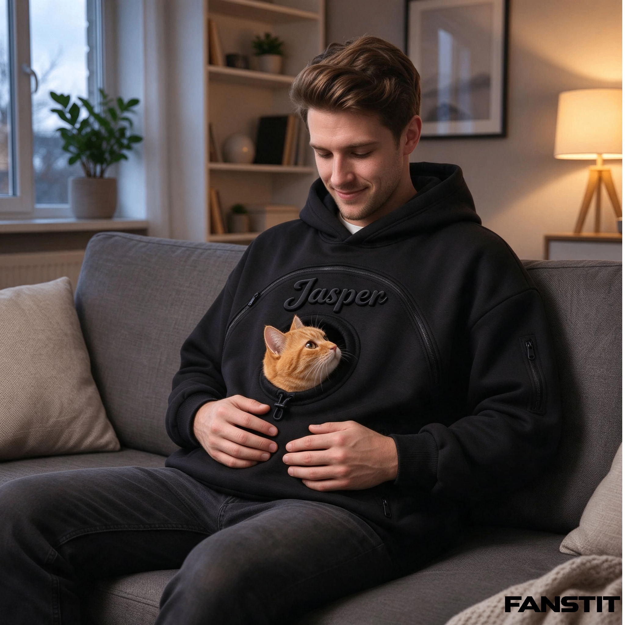 Custom Pet Carrier Hoodie with 3D Embossed Name