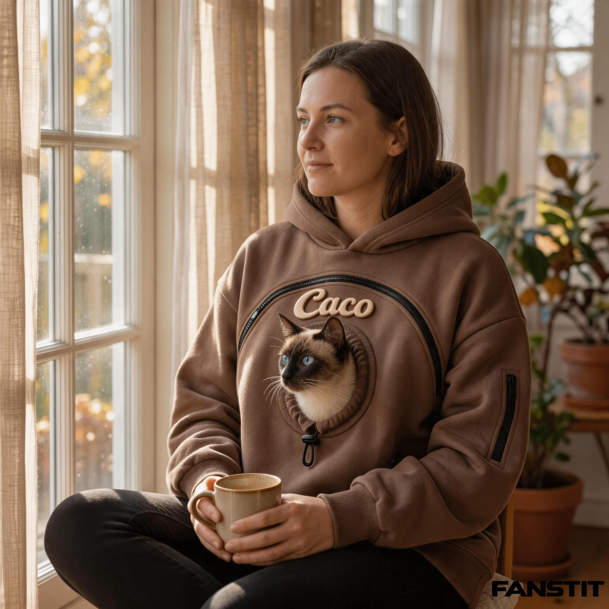 Custom Pet Carrier Hoodie with 3D Embossed Name