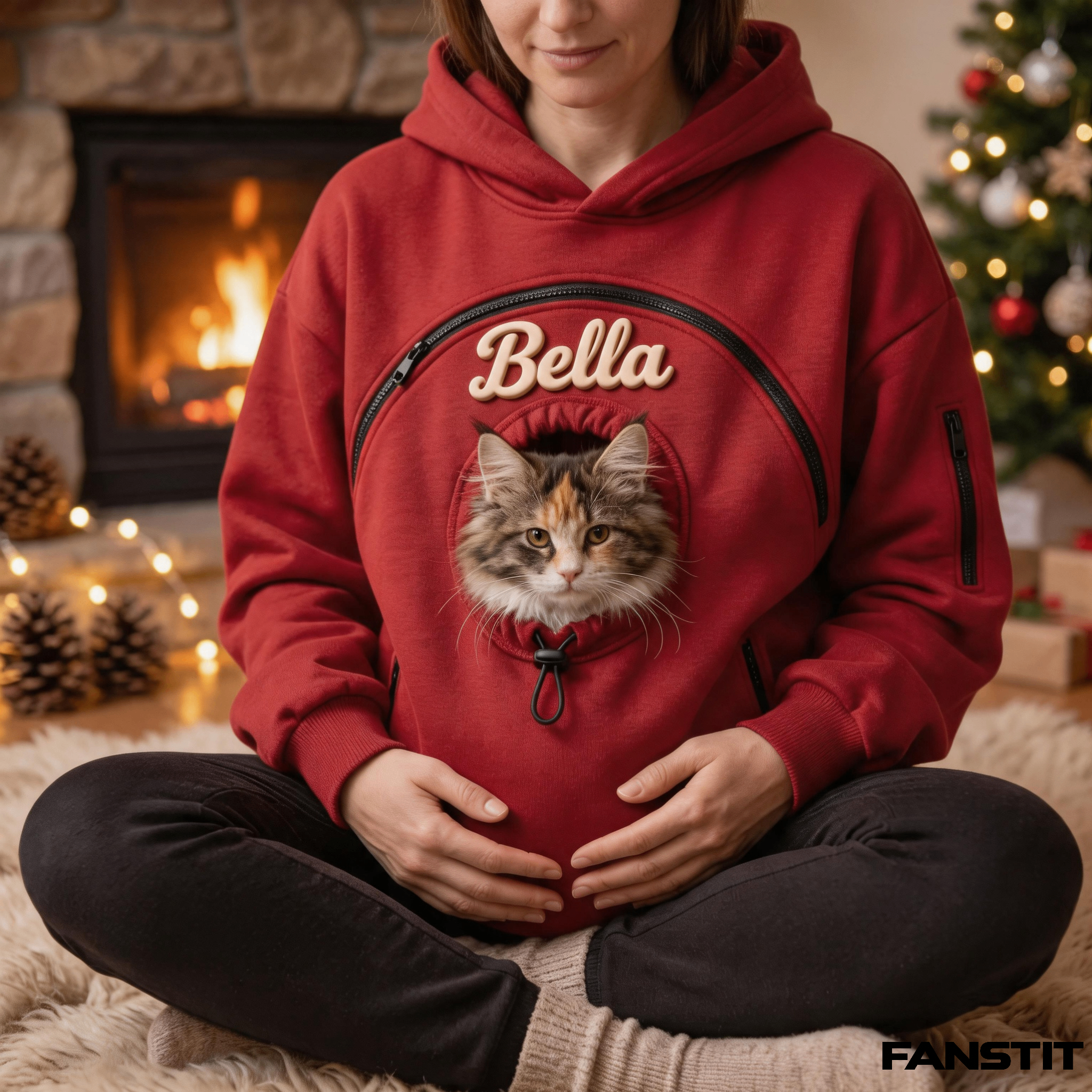 Custom Pet Carrier Hoodie with 3D Embossed Name