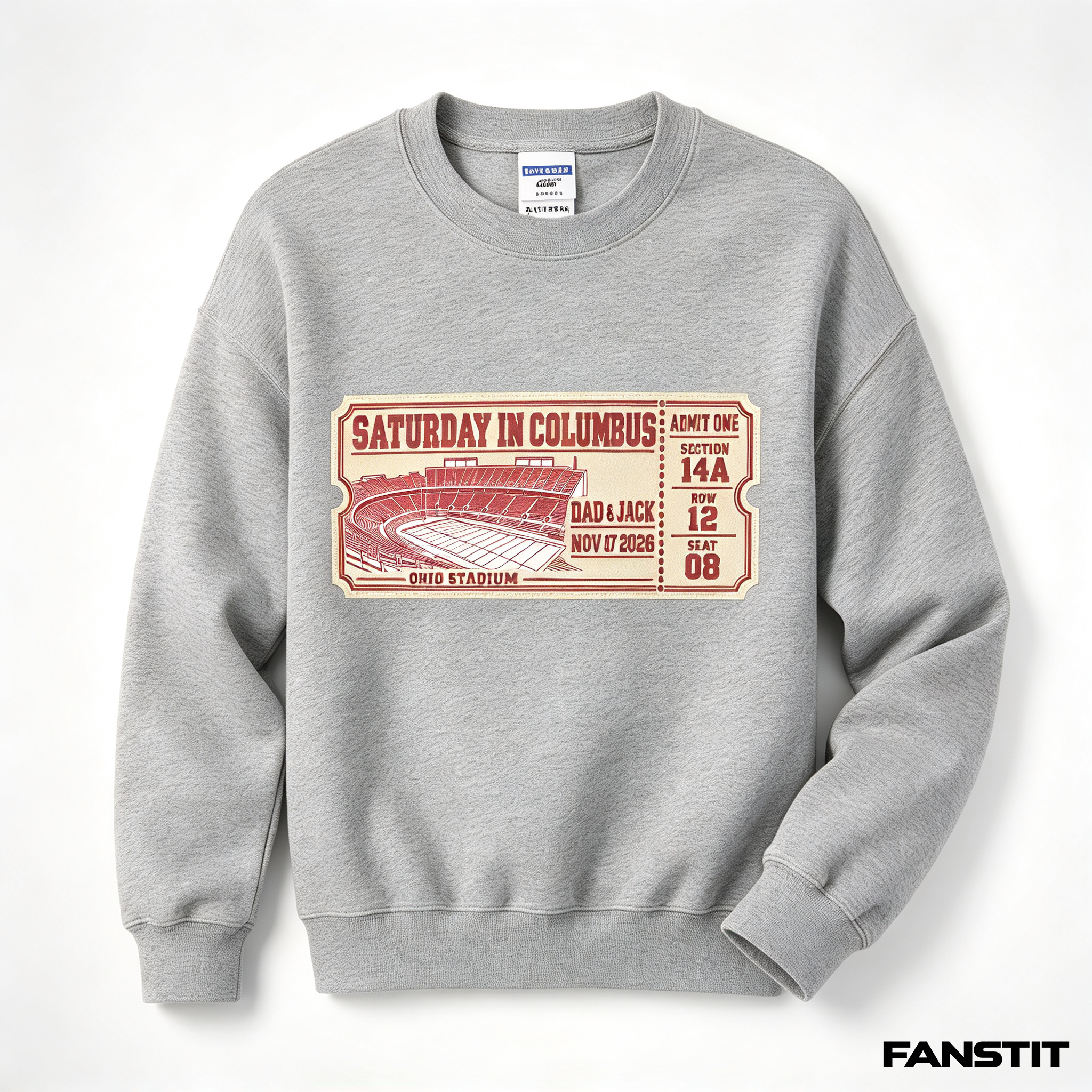 Custom Football Stadium Ticket Sweatshirt
