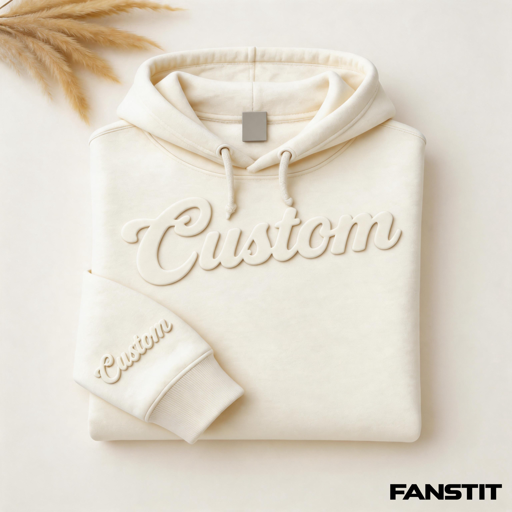 Custom Embossed Text Pullover Hoodie