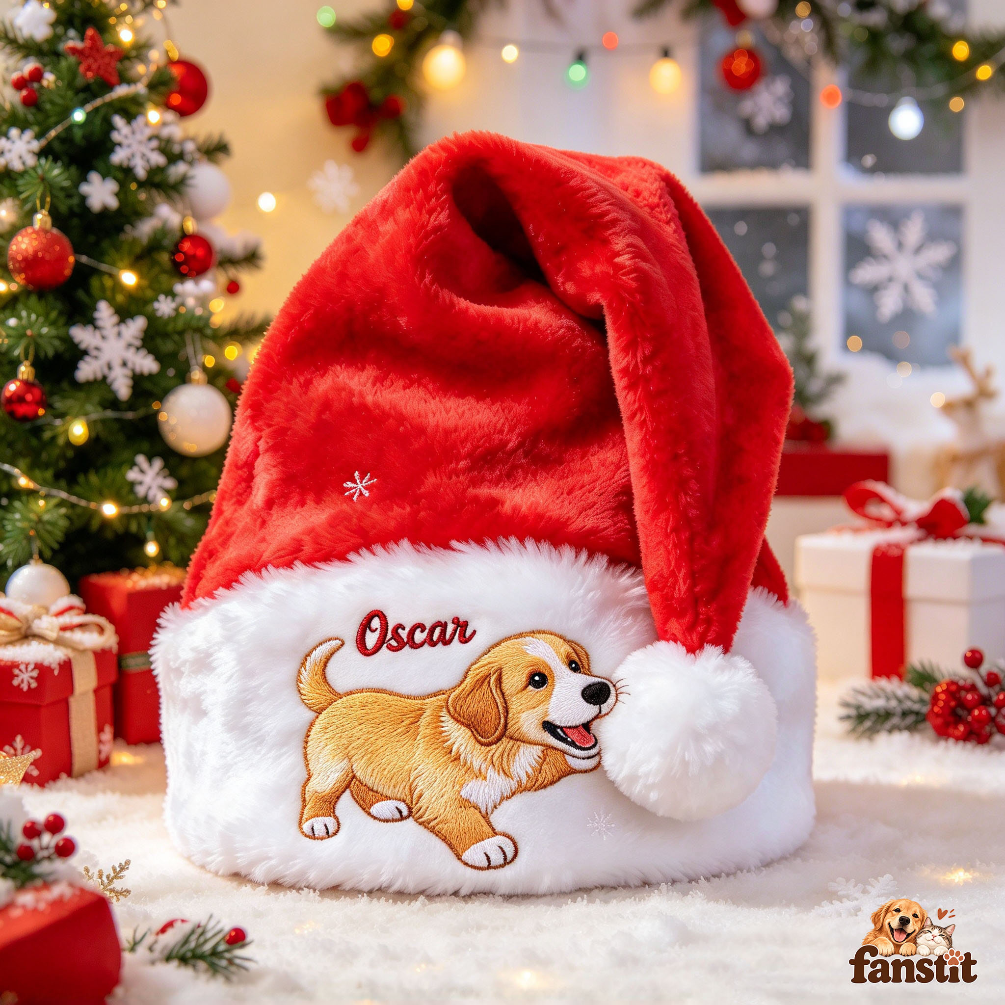 Custom Embroidered Pet Santa Hat